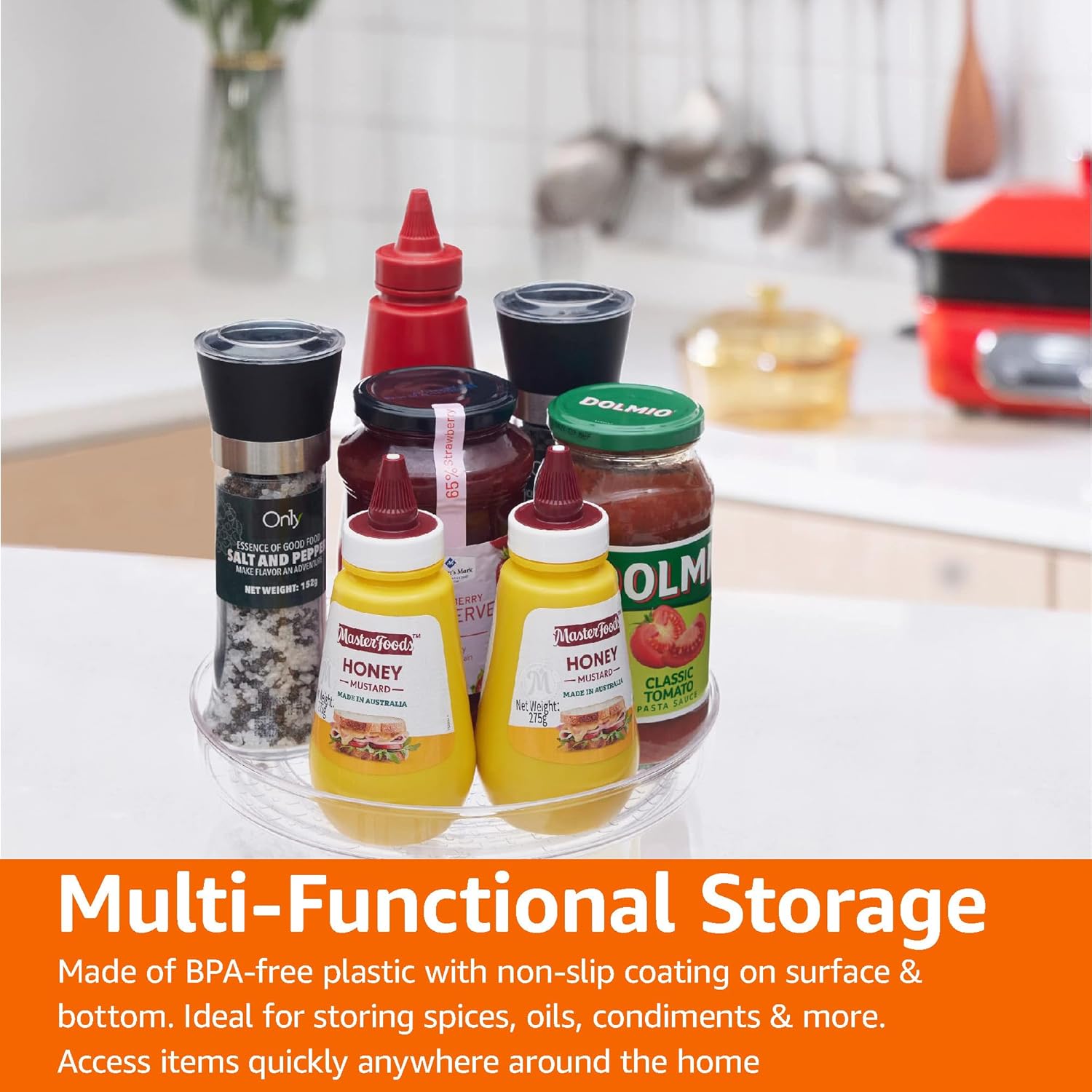 Clear Lazy Susan Turntable for Fridge, Pantry, or Countertop Organization