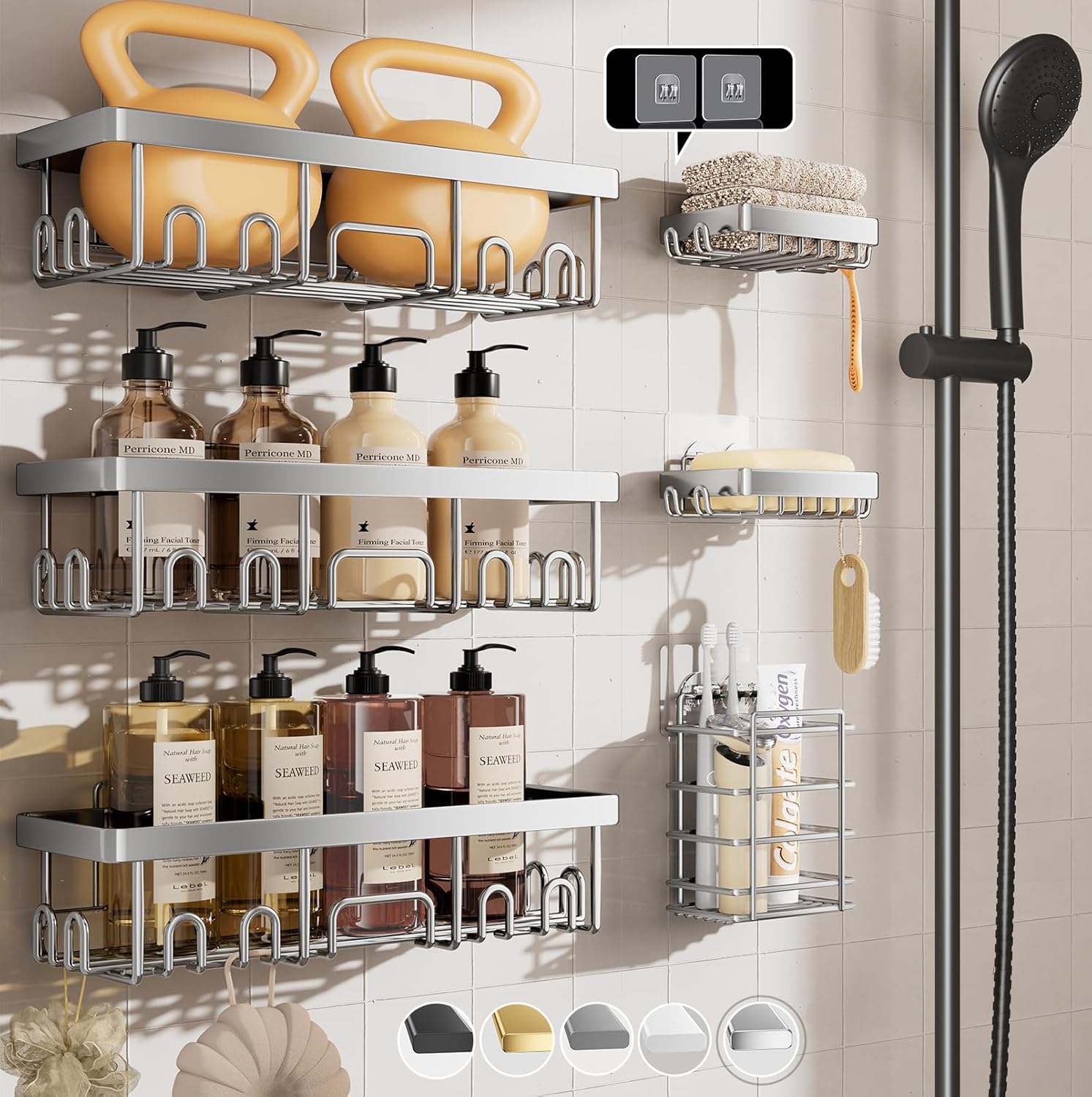 No-Drill Shower Caddy for Bathroom Storage & Organization