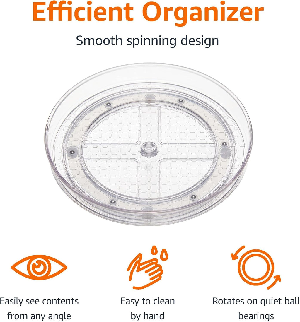 Clear Lazy Susan Turntable for Fridge, Pantry, or Countertop Organization