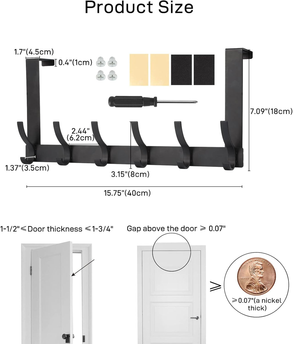 Over-the-Door Coat Rack for Entryway & Closet Organization