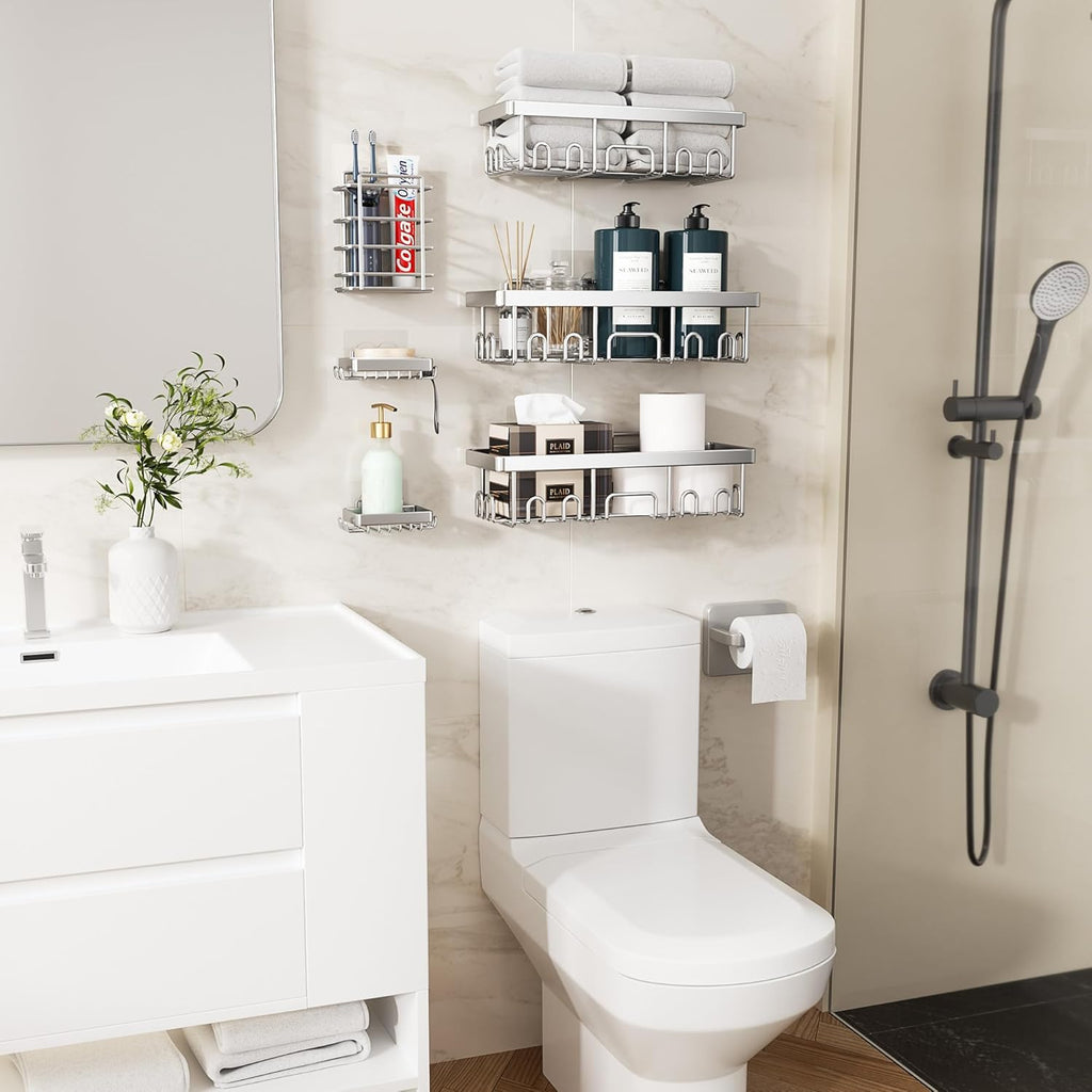 No-Drill Shower Caddy for Bathroom Storage & Organization