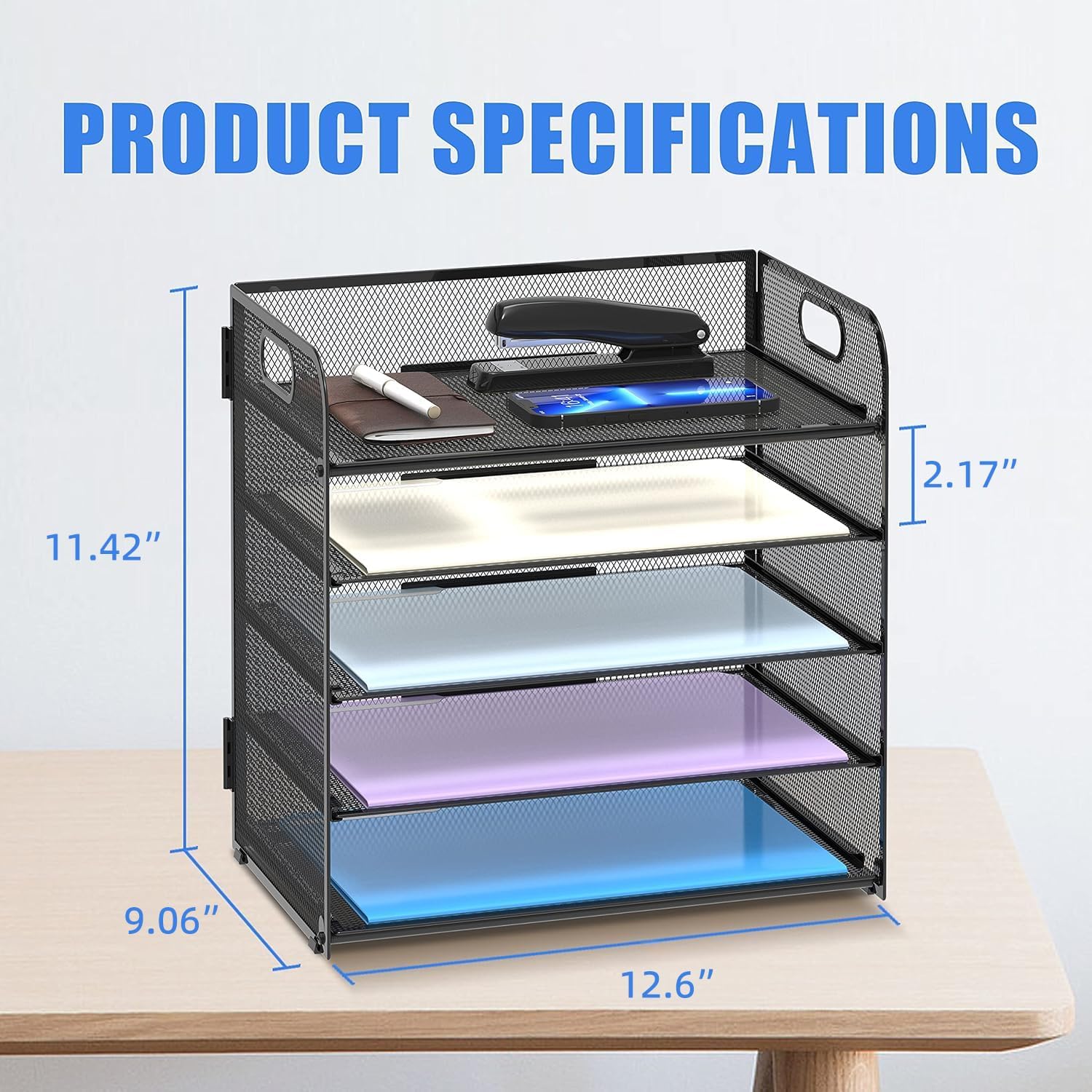 Mesh Paper Tray Organizer for Home Office & Desk Storage