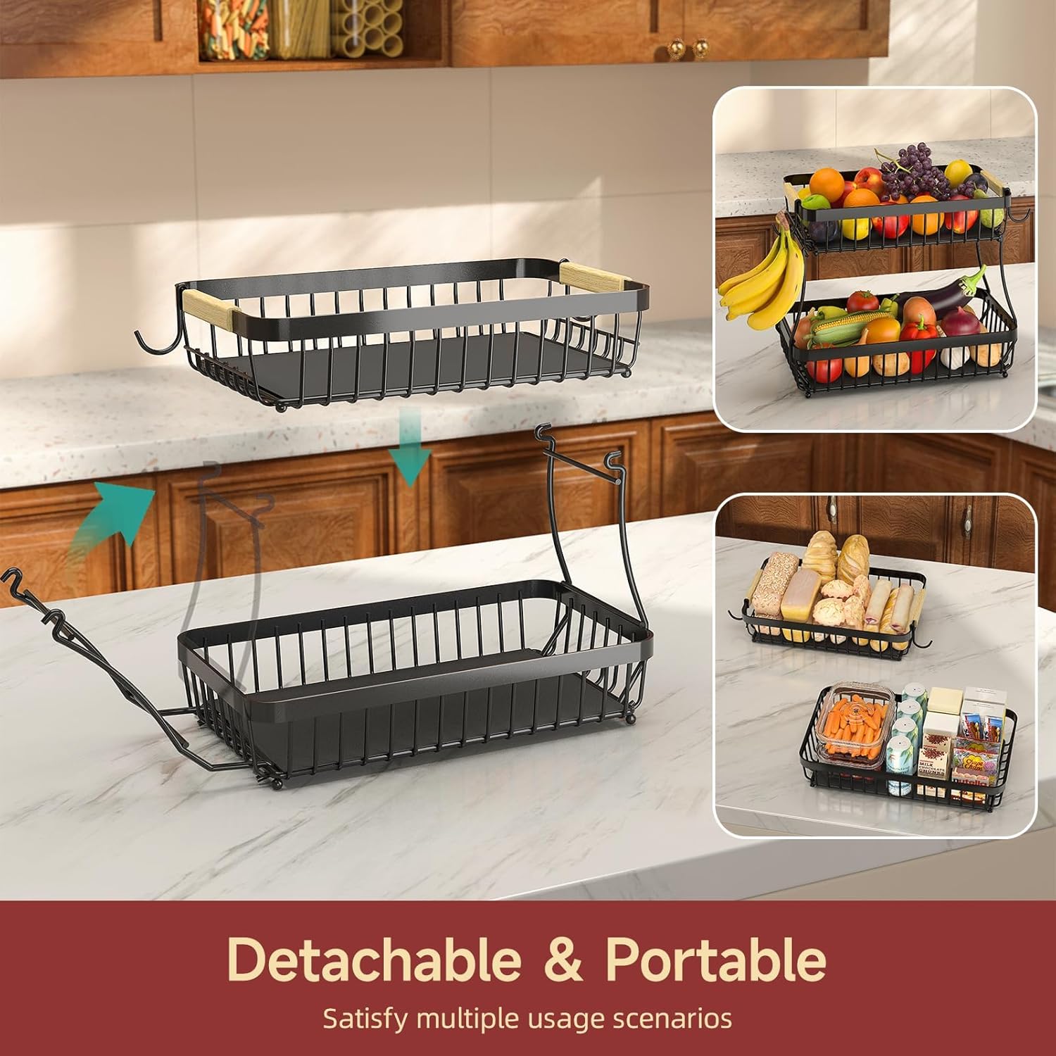 Countertop Produce Storage Basket for Fruits & Vegetables