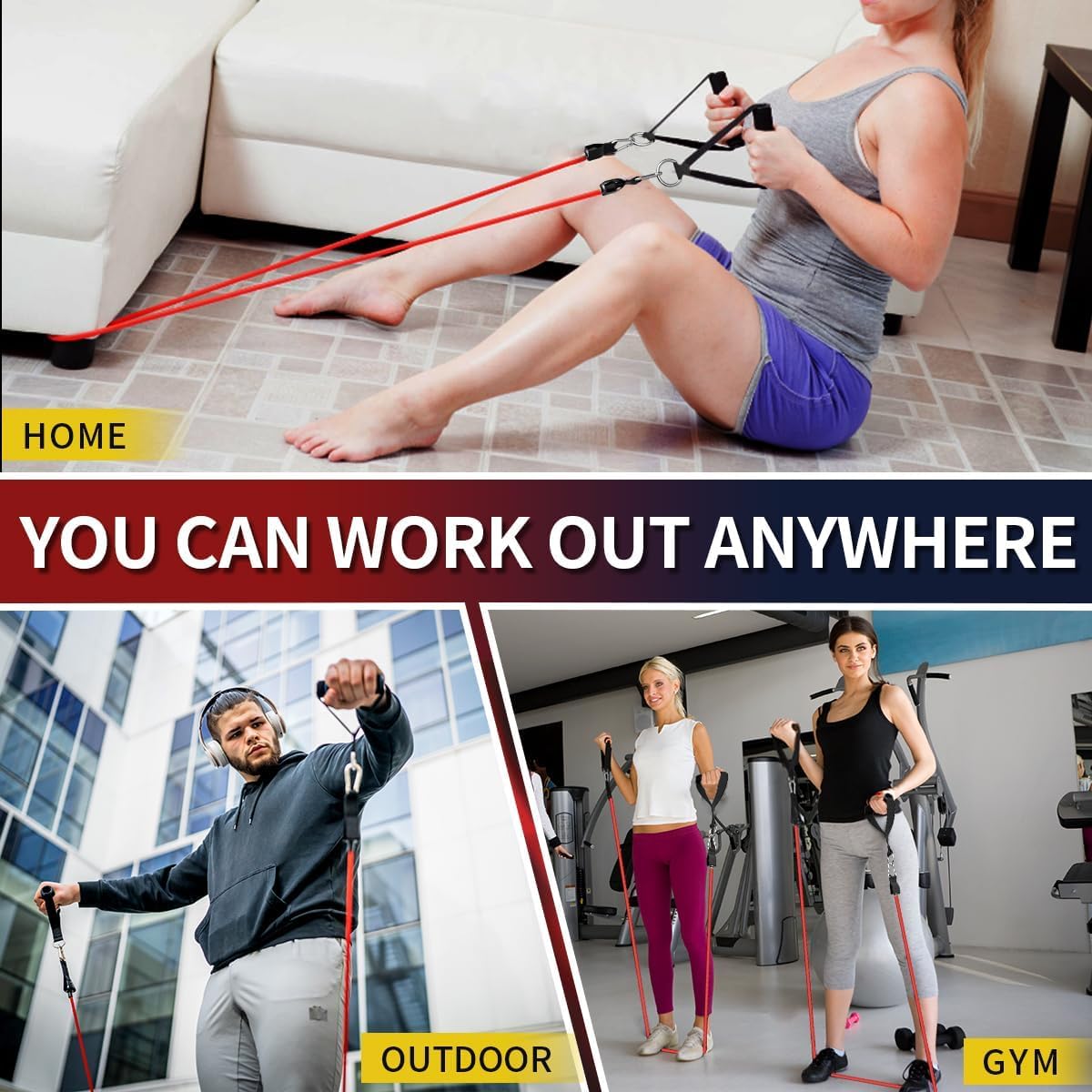 Adjustable Resistance Band Set for At-Home Strength Training