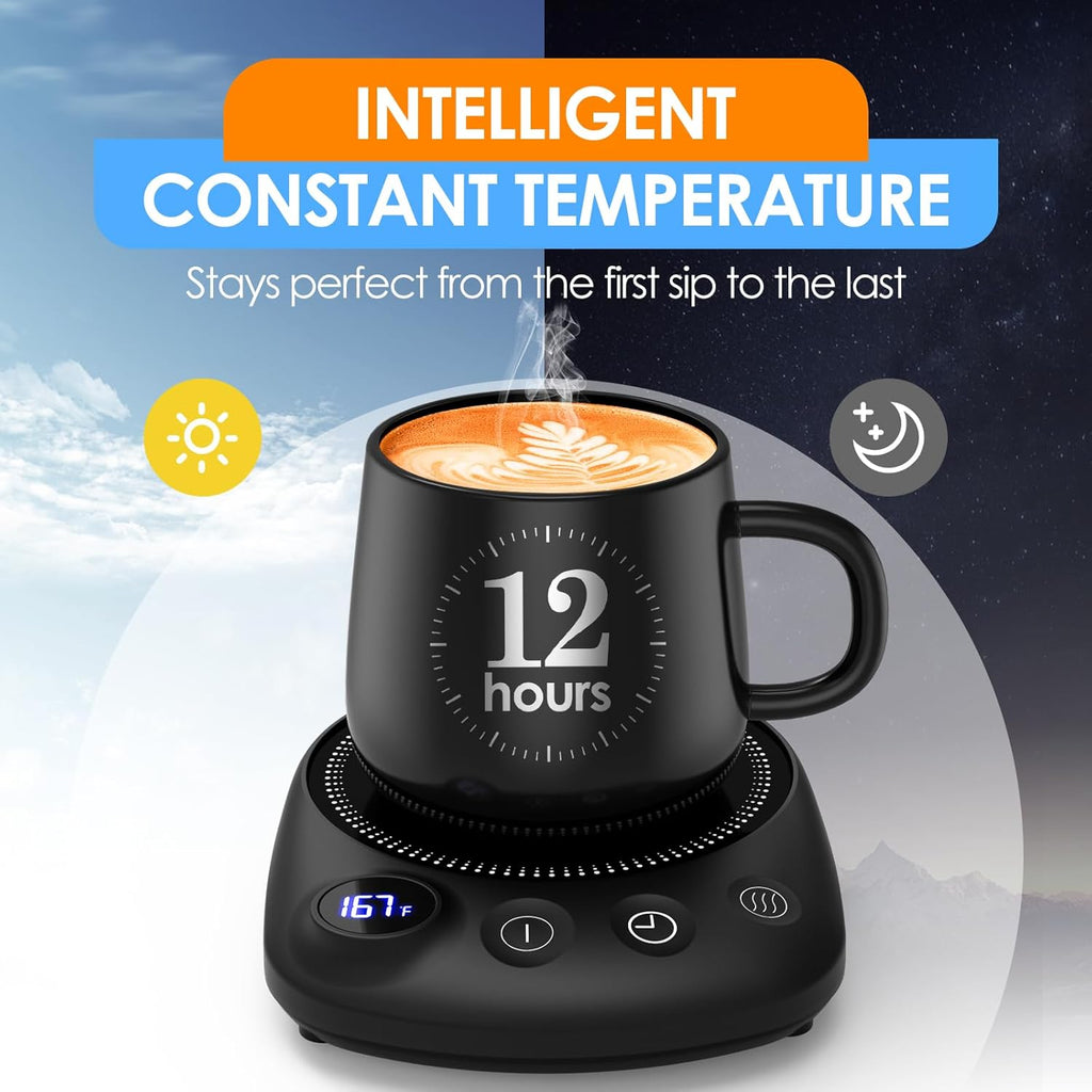 Electric Coffee Mug Warmer with Adjustable Temperature & Timer